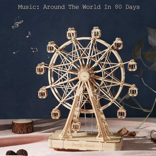 Robotime DIY Wooden Rotatable Ferris Wheel Model With Playing Music Toys For Children Birthday TGN01 - The Peppermint Room