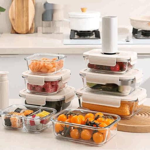 Vacuum Food Storage Box Electric Suction Timer Office Worker Microwave Oven Glass Lunch Box