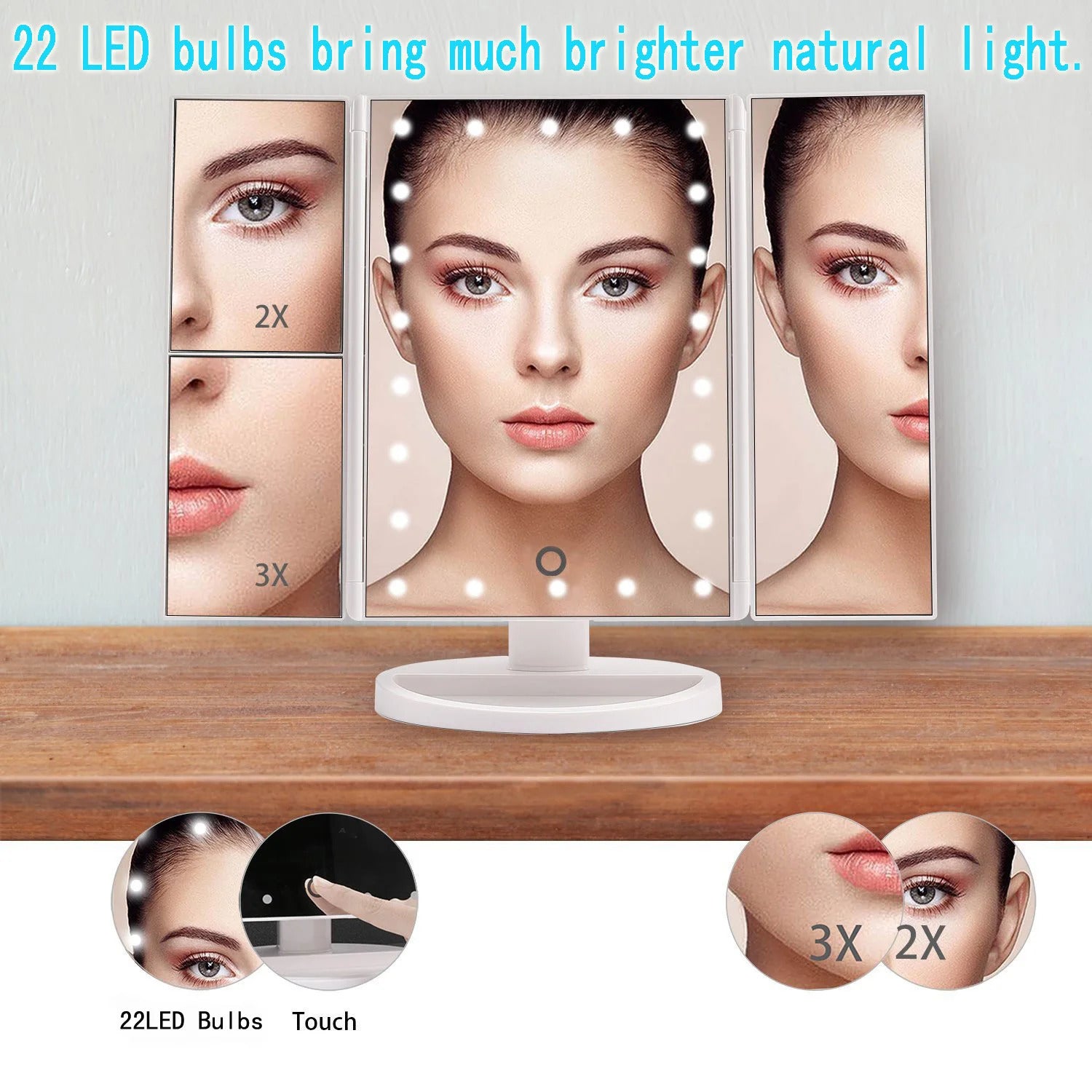 Foldable LED Mirror Illuminated Make Up Mirror Cosmetic Vanity With Light Stand - The Peppermint Room