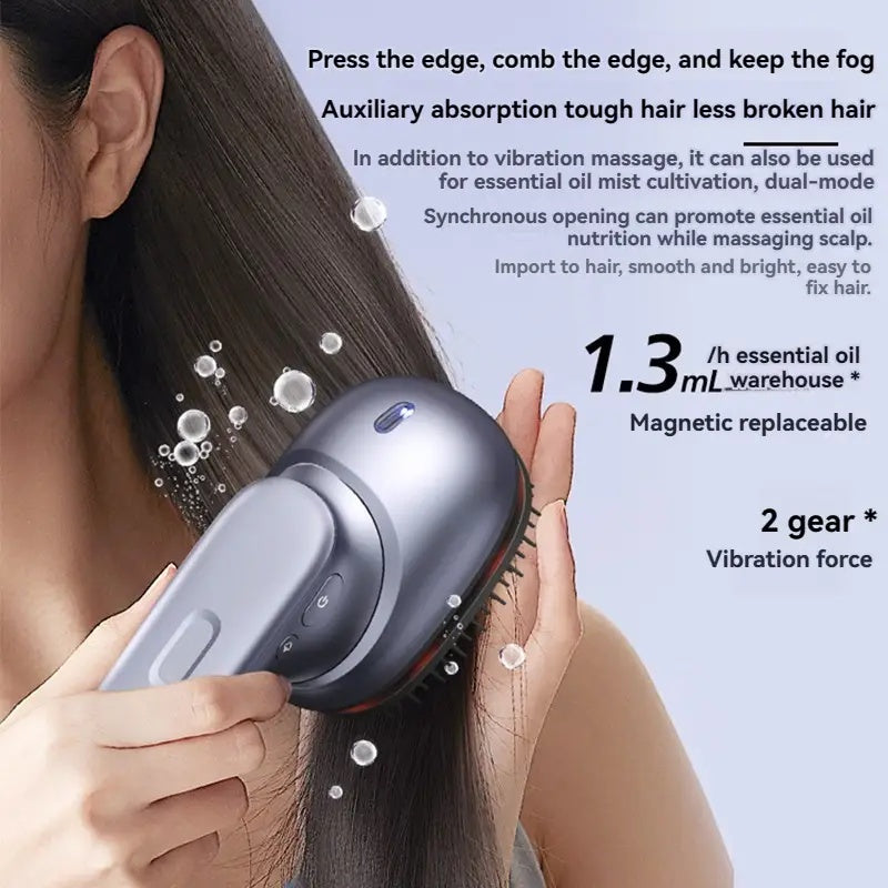 Electric Massage Brush - 1 Pc, 3 X 1.2ml Hair Oil Bottles, Multi-function Scalp Massage Comb, Can Hold Hair Oils - The Peppermint Room