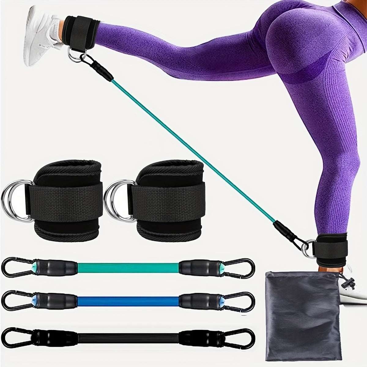 Ankle strap resistance bands with adjustable elastic pull ropes for hip and leg strength training at home or gym