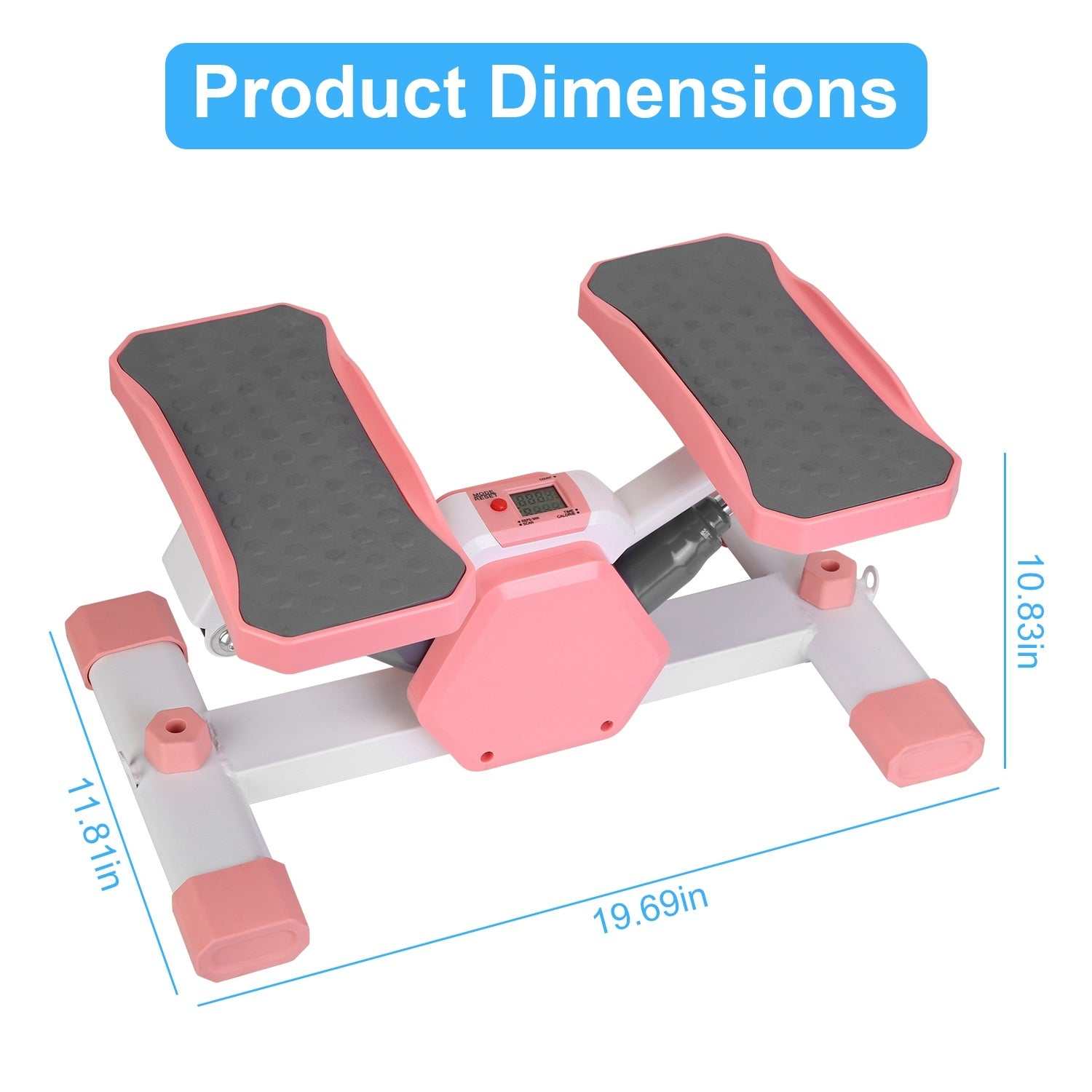 Mini Stepper Stair Stepper With Resistance Bands Quiet Workout Stepper With Digital Timer Max 330.7LBS Load For Home - The Peppermint Room