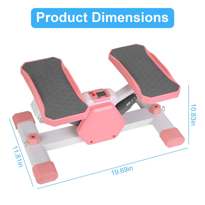Mini Stepper Stair Stepper With Resistance Bands Quiet Workout Stepper With Digital Timer Max 330.7LBS Load For Home - The Peppermint Room