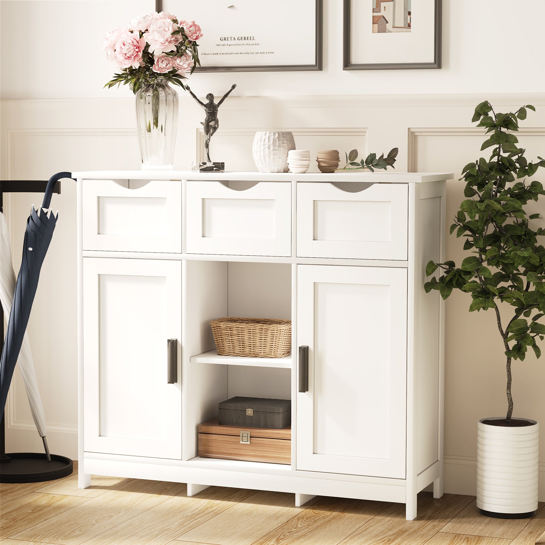 Cabinets With Drawers And Shelves, Living Room, Bedroom, Bathroom Decor Cabinets Furniture Home Decor - White - The Peppermint Room