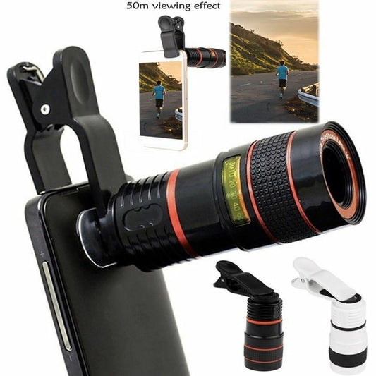 HD 8X Clip On Optical Zoom Telescope Camera Lens For Universal Mobile Cell Phone - The Peppermint Room