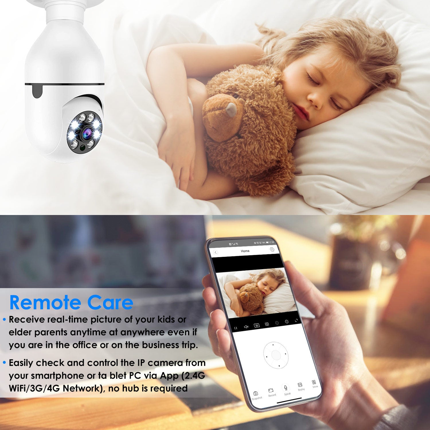 1Pc E27 WiFi Bulb Camera 1080P FHD WiFi IP Pan Tilt Security Surveillance Camera With Two-Way Audio Night Vision Motion Detection Function APP Control - The Peppermint Room