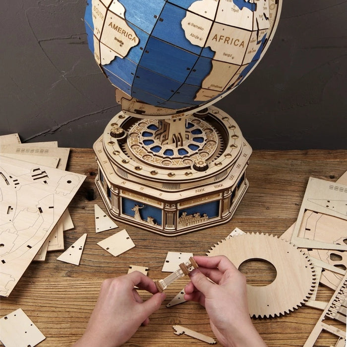 Robotime Globe Earth 567pcs 3D Wooden Puzzle Games Ocean Map Ball Assemble Model Toys Xms Gift for Children Boys Dropshipping - The Peppermint Room