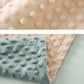 Double-layer super soft baby blanket with dotted textured backing in beige and blue, 30x40 inch toddler swaddle receiving blanket