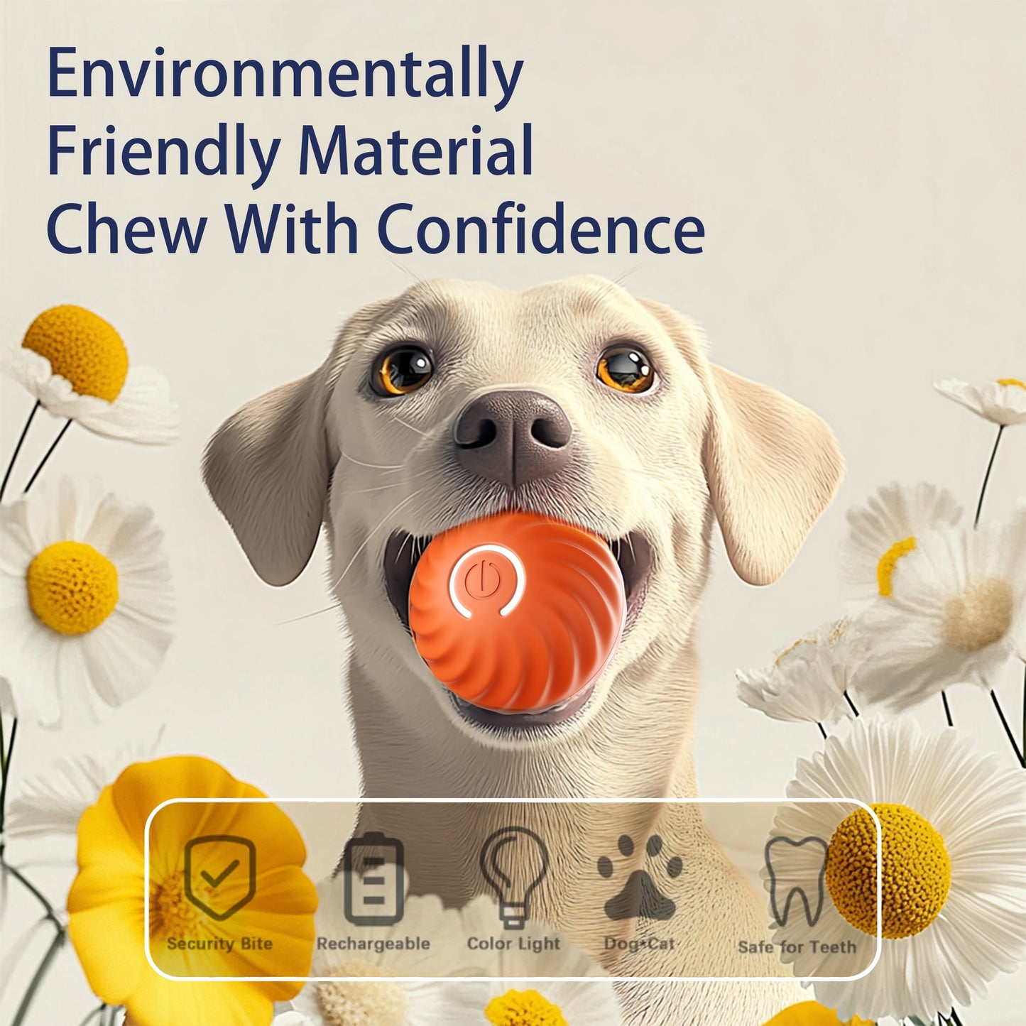 Interactive Bouncing Ball For Dogs,Automatic Smart Toy, Self-moving Rotating Stimulating Pet Entertainment, Noise-Reducing Urchin Cover,USB Rechargeable Dog Toy, Dog Electric Interactive Toy - The Peppermint Room