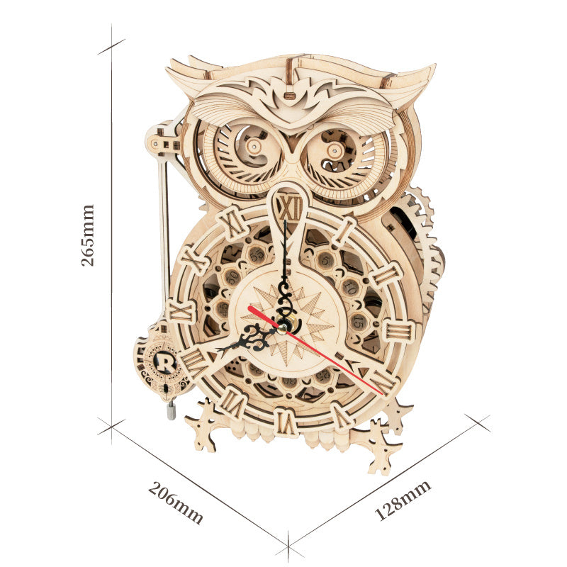 Robotime Rokr Creative DIY Toys 3D Owl Wooden Clock Building Block Kits For Children Christmas Gifts Home Decoration LK503 - The Peppermint Room