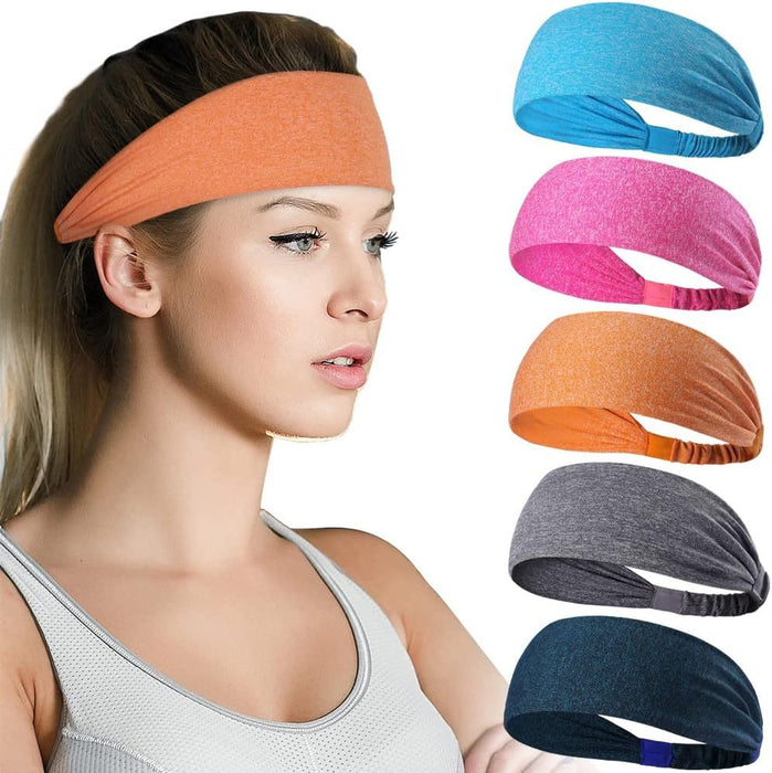 5-Pack- Unisex Sports Fitness Headband And Sweatband - The Peppermint Room