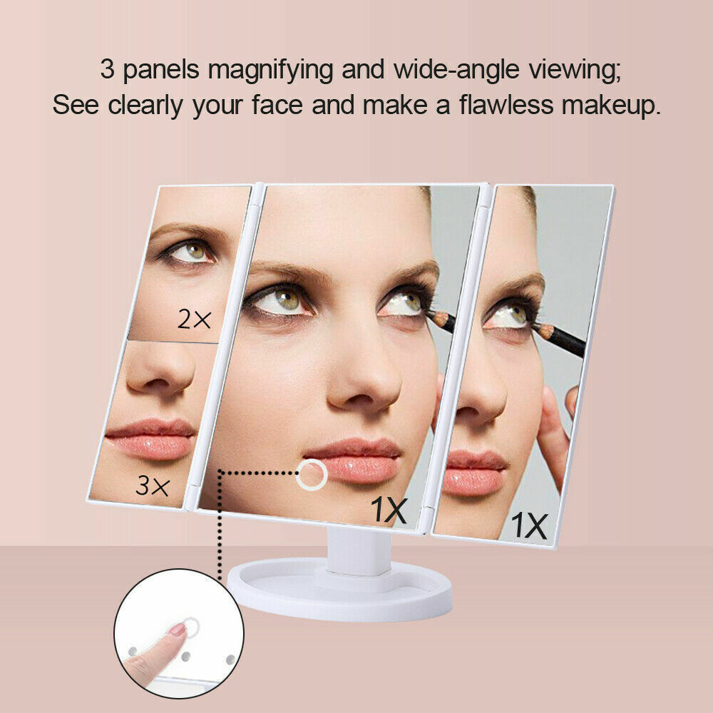 Foldable LED Mirror Illuminated Make Up Mirror Cosmetic Vanity With Light Stand - The Peppermint Room