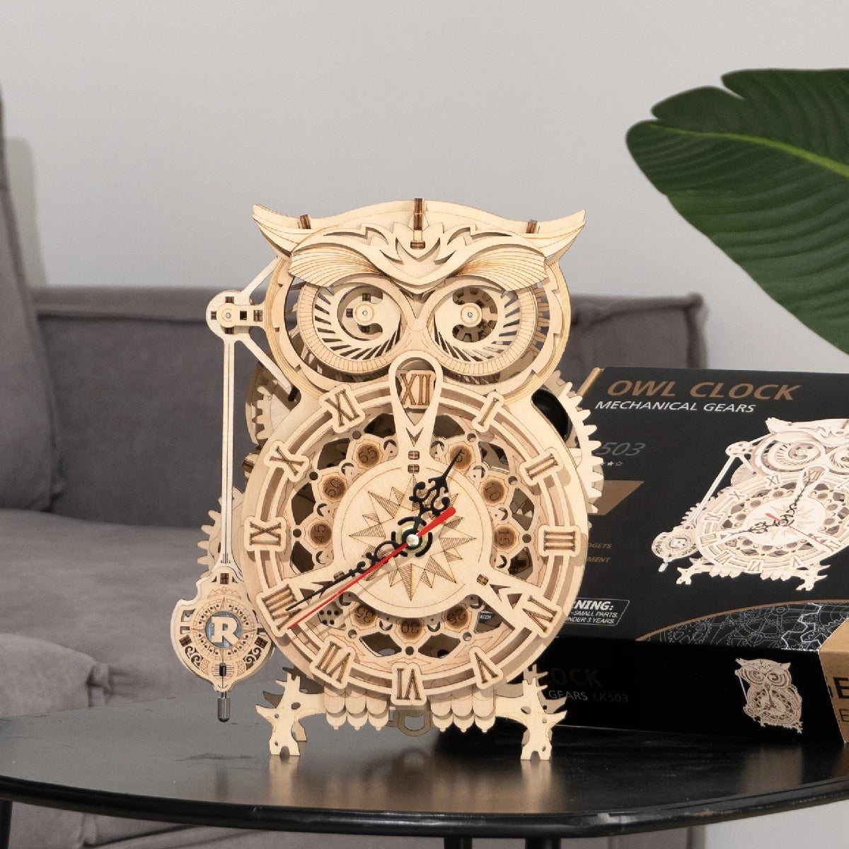 Robotime Rokr Creative DIY Toys 3D Owl Wooden Clock Building Block Kits For Children Christmas Gifts Home Decoration LK503 - The Peppermint Room