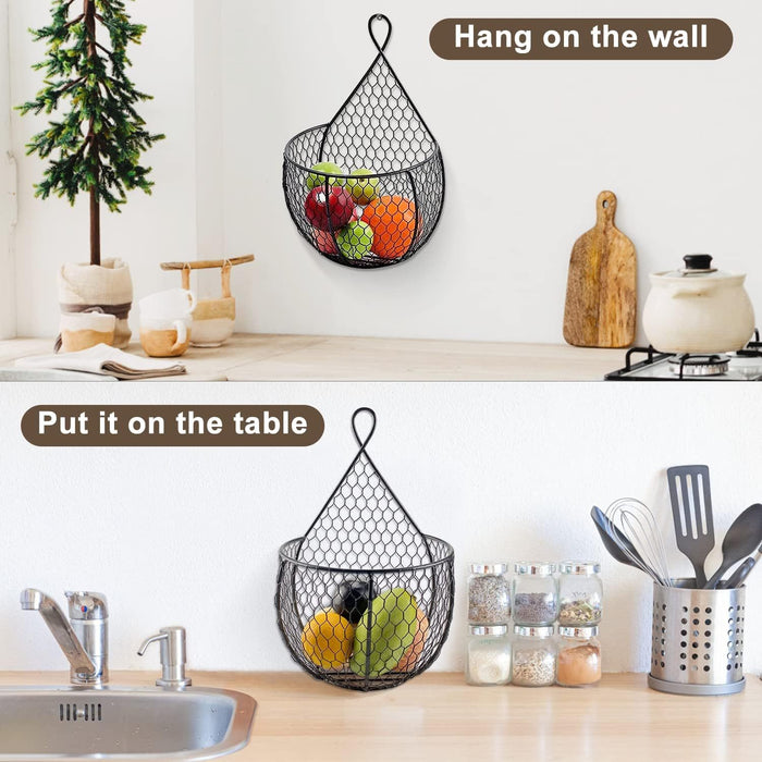 3pc Wall Hanging Baskets – Fruit & Veg Storage