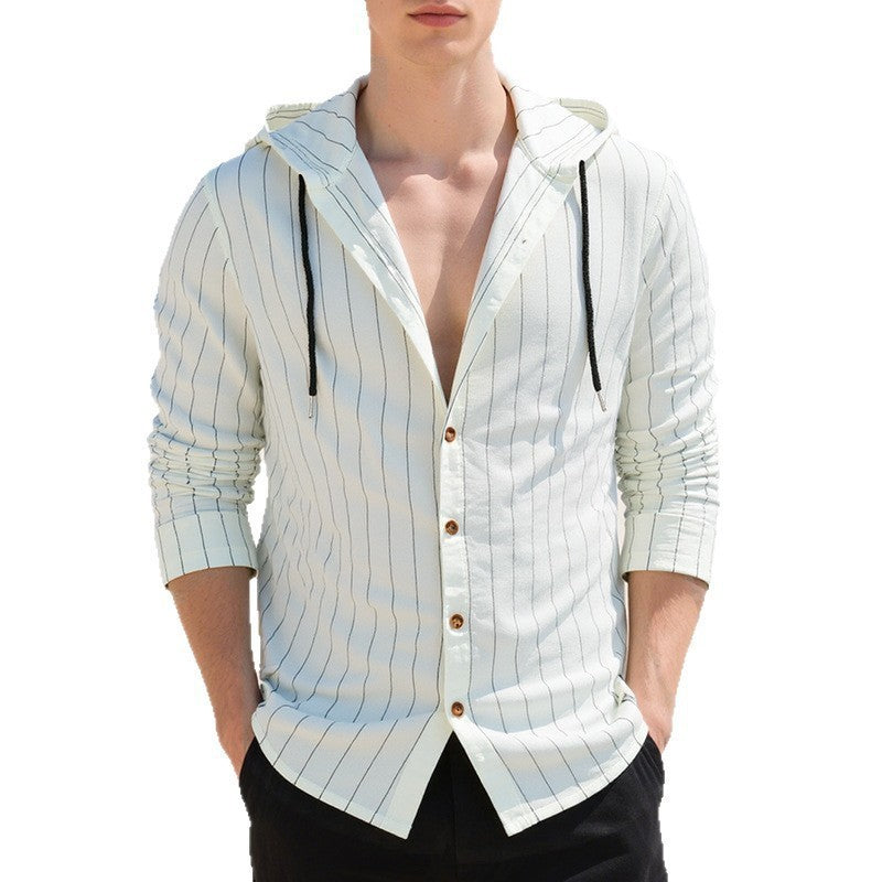 Slim-fit Hood Cardigan Casual Shirt Men - The Peppermint Room