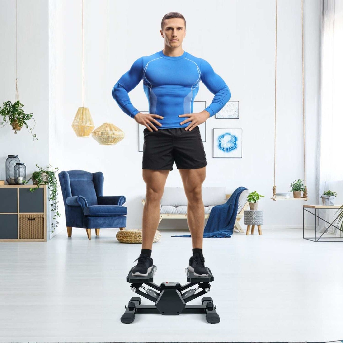Mini Stepper Stair Stepper With Resistance Bands Quiet Workout Stepper With Digital Timer Max 330.7LBS Load For Home - The Peppermint Room