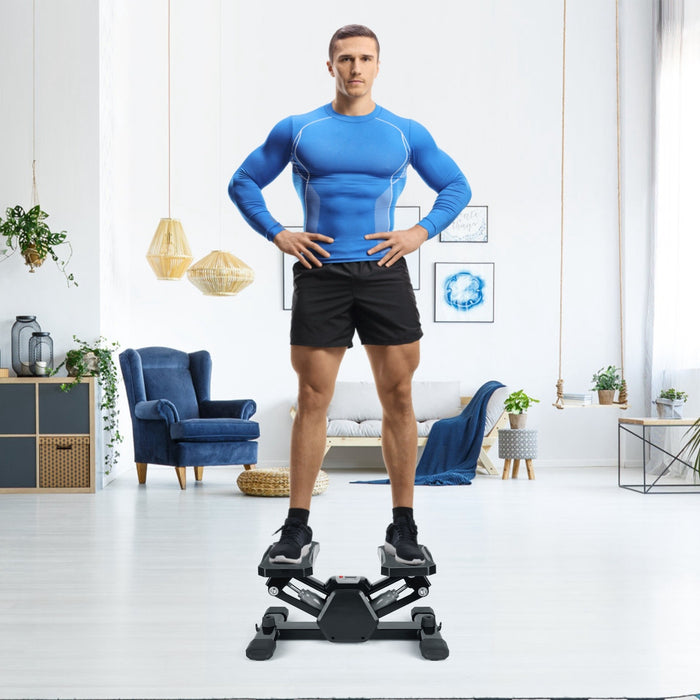 Mini Stepper Stair Stepper With Resistance Bands Quiet Workout Stepper With Digital Timer Max 330.7LBS Load For Home - The Peppermint Room