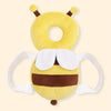 Yellow bee cartoon baby head back protector pillow with adjustable straps for fall prevention