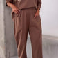 Two-piece Solid Color Round Neck Cropped Pants Set - The Peppermint Room