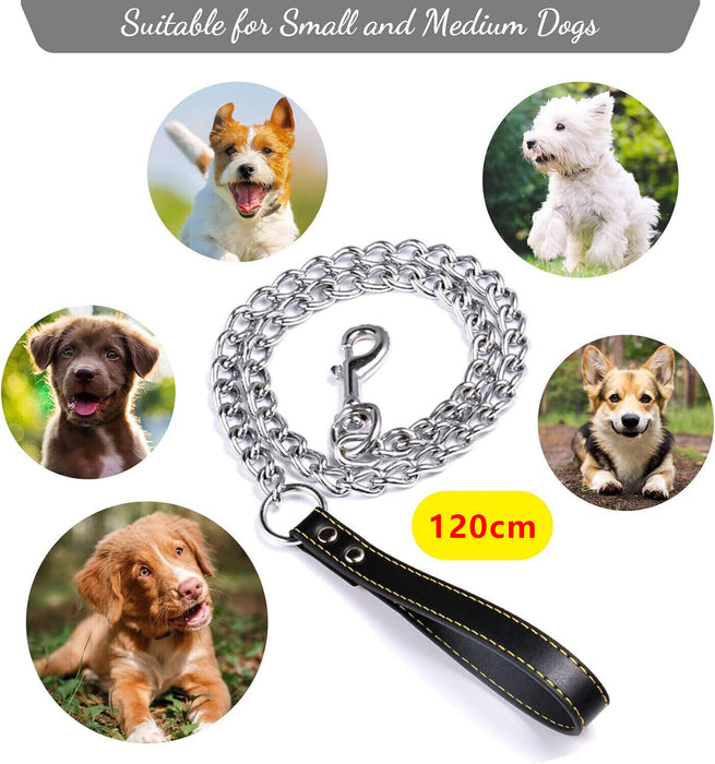 1PCS 1.2m Metal Chain Dog Lead Pet Puppy Leash Long Heavy Duty Anti-Chew Control - The Peppermint Room