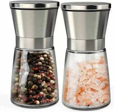 2x Salt & Pepper Grinder Set – Adjustable Steel