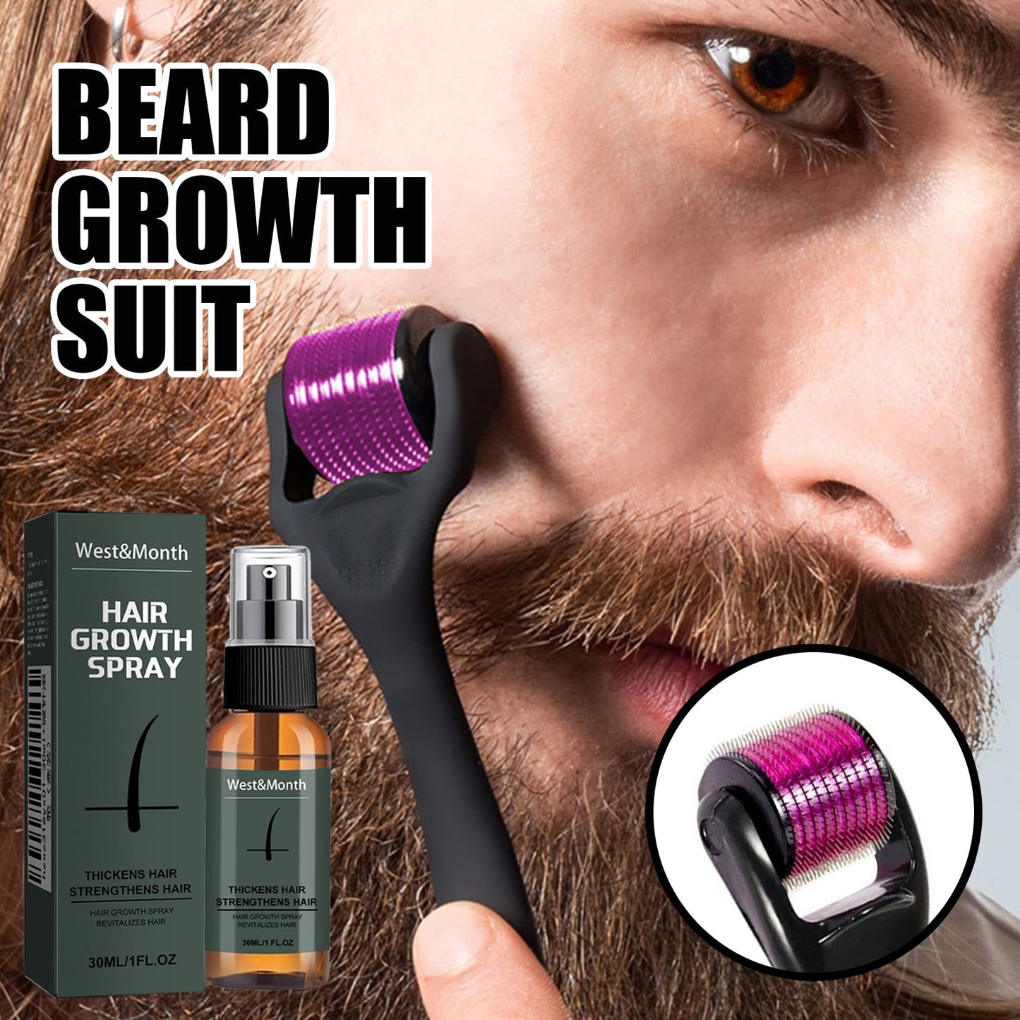 Moustache Spray Set Moisturizing Spray Facial Hair Treatment Boosting Beard Growth Thickening Liquid - The Peppermint Room