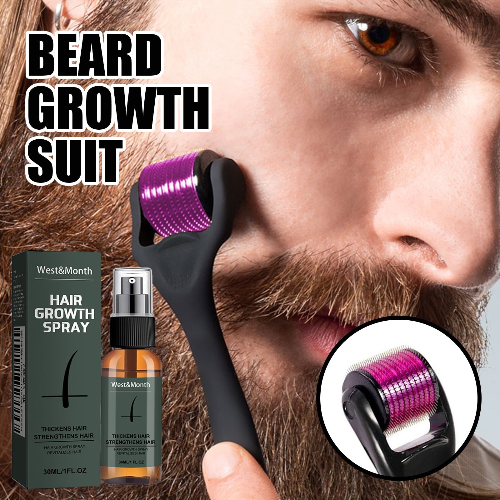 Moustache Spray Set Moisturizing Spray Facial Hair Treatment Boosting Beard Growth Thickening Liquid - The Peppermint Room