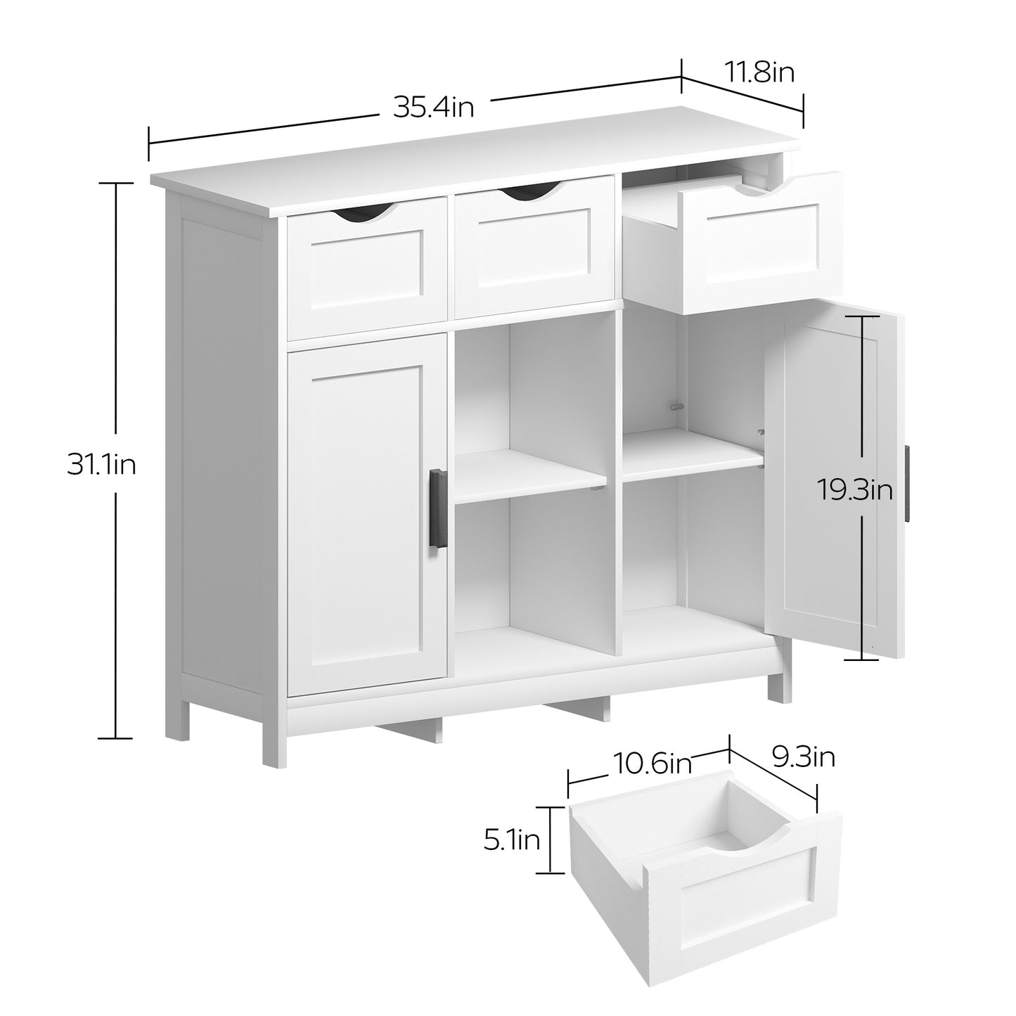 Cabinets With Drawers And Shelves, Living Room, Bedroom, Bathroom Decor Cabinets Furniture Home Decor - White - The Peppermint Room