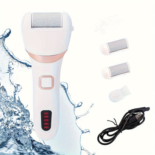 Electric Foot Grinder And Callus Remover, Electric Foot Polisher, Rechargeable Foot Washing And Pedicure Kit, Suitable For Cracked Heels And Dead Skin, With 3 Roller Heads - The Peppermint Room