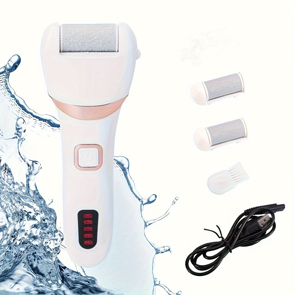 Electric Foot Grinder And Callus Remover, Electric Foot Polisher, Rechargeable Foot Washing And Pedicure Kit, Suitable For Cracked Heels And Dead Skin, With 3 Roller Heads - The Peppermint Room