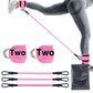 Pink ankle strap resistance bands for leg and hip strength training with adjustable elastic pull ropes and carrying pouch