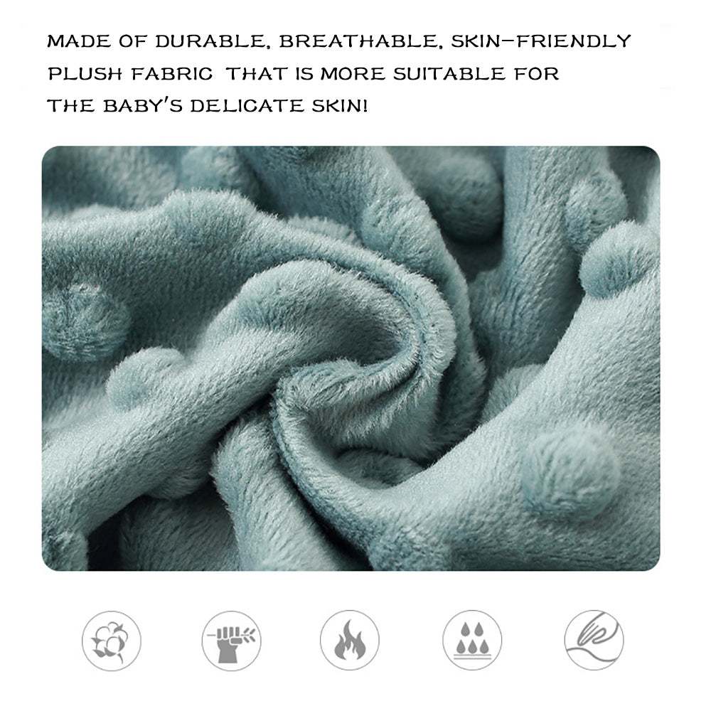Soft blue double-layer baby blanket with dotted backing for newborns and toddlers, breathable and skin-friendly fabric