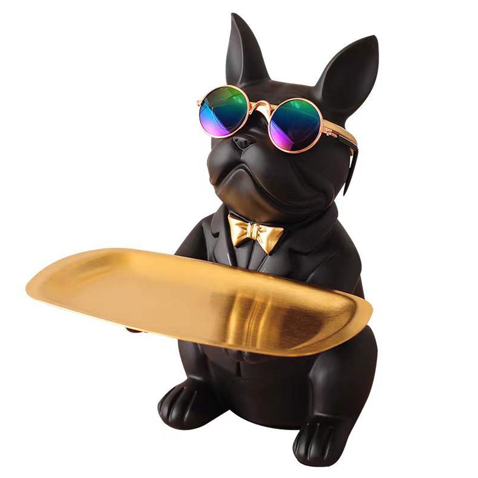 French Bulldog Statue Home Decoration, Cute Dog Statue With Tray French Bulldog Accessories Gift, Black Or Brown Sculpture Home Decoration Coin Savings Bank Storage - The Peppermint Room