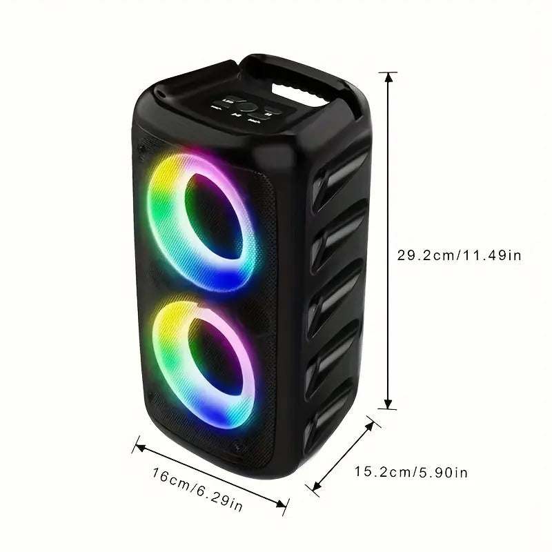 Wireless speaker with subwoofer and colorful LED party lights portable boombox