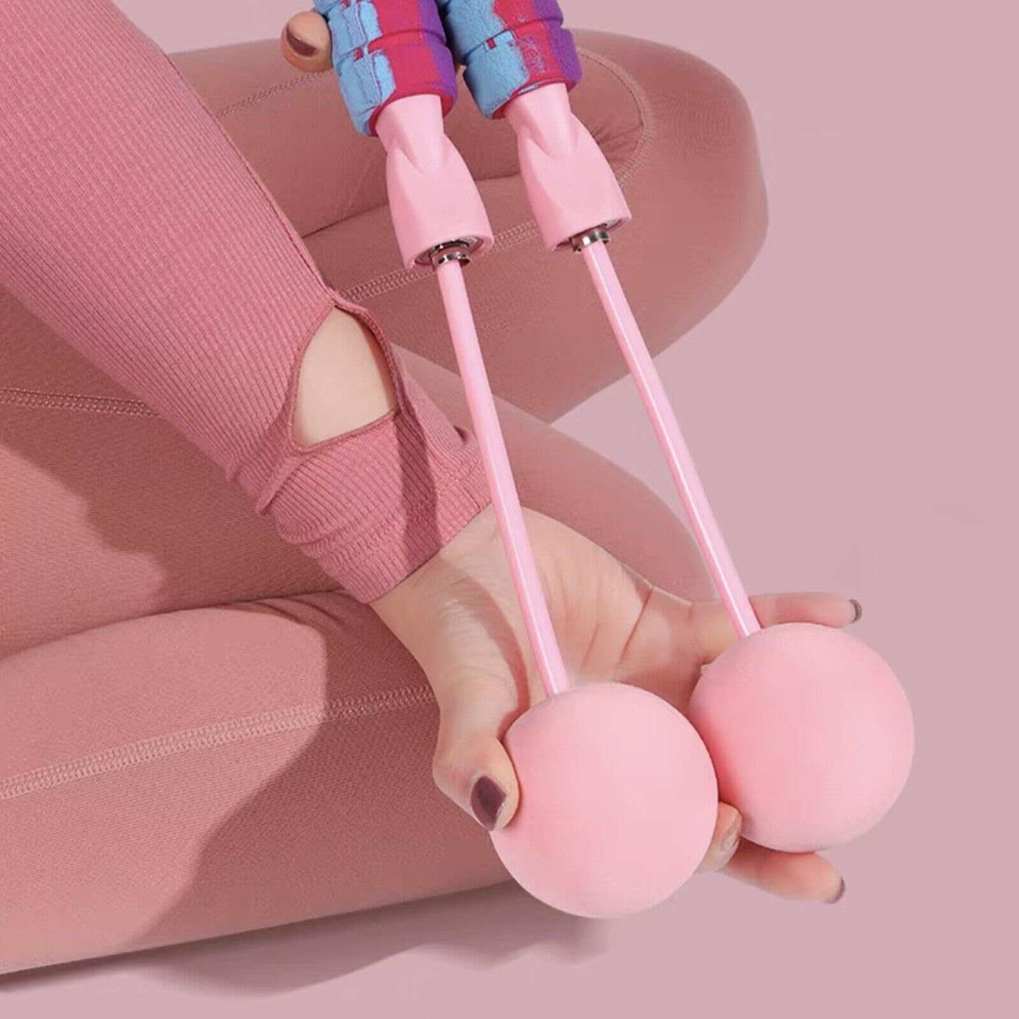 pink adjustable cordless weighted jump rope balls for fitness workout