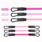 Set of adjustable pink ankle strap resistance bands with 10, 20, and 30 lbs tension for home fitness workouts