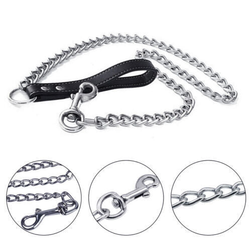 1PCS 1.2m Metal Chain Dog Lead Pet Puppy Leash Long Heavy Duty Anti-Chew Control - The Peppermint Room