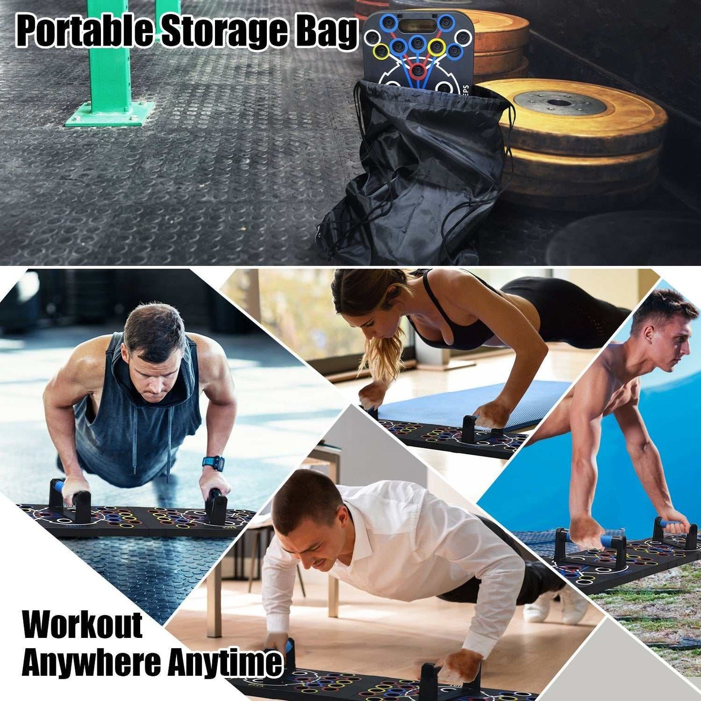 Multifunctional Push Up Board Home Strength Training Equipment With 15 Fitness Accessories Pilates Bar Resistance Band Roller Wheel Full Body Workout Home Gym Equipment - The Peppermint Room