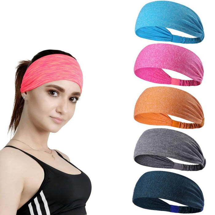 5-Pack- Unisex Sports Fitness Headband And Sweatband - The Peppermint Room