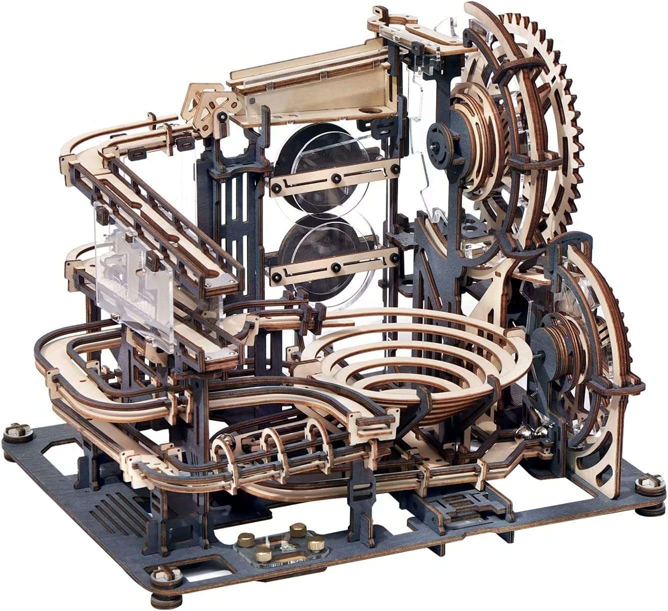 Robotime ROKR Marble Night City 3D wooden marble run puzzle model with waterwheel and gears for kids assembly toy