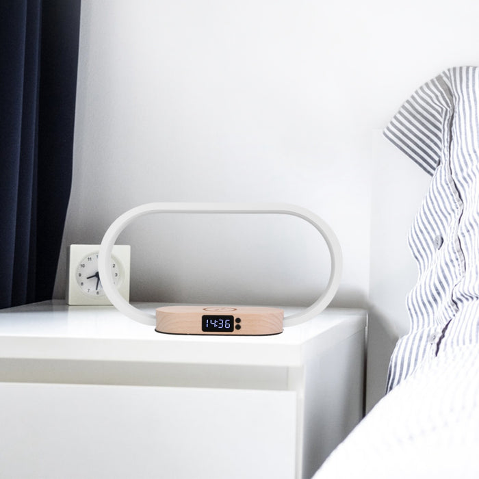 1 Set Bedside Table Lamp Touch Control Lamp With Clock Wireless Charging LED Desk Lamp Dimmable Nightstand Reading Lamp - The Peppermint Room