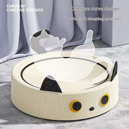 Concave cat scratch board with sisal teddy velvet material and cute cat face design