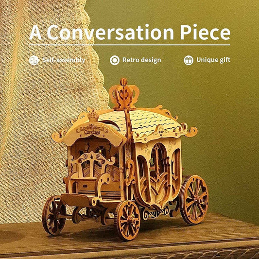 Robotime Rolife Vintage Car 3D wooden puzzle toy for kids self-assembly retro design