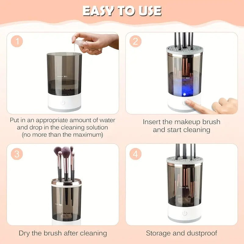 Makeup Brush Cleaner Automatic Rotating Makeup Brush Cleaner USB Portable Electric Cosmetic Makeup Brush Rotary Washing Machine - The Peppermint Room