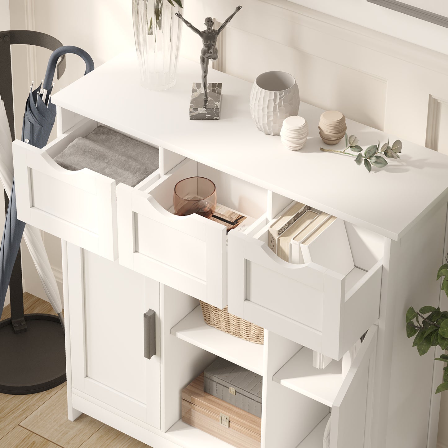 Cabinets With Drawers And Shelves, Living Room, Bedroom, Bathroom Decor Cabinets Furniture Home Decor - White - The Peppermint Room