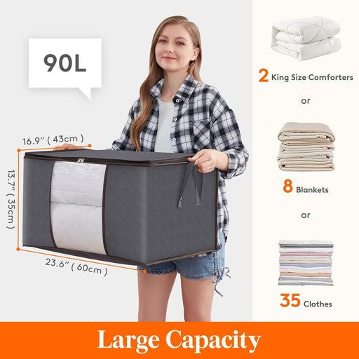 90L Storage Bags – Set of 3 Foldable Organizers