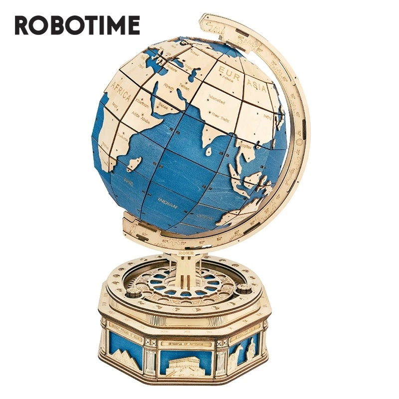 Robotime Globe Earth 567pcs 3D Wooden Puzzle Games Ocean Map Ball Assemble Model Toys Xms Gift for Children Boys Dropshipping - The Peppermint Room