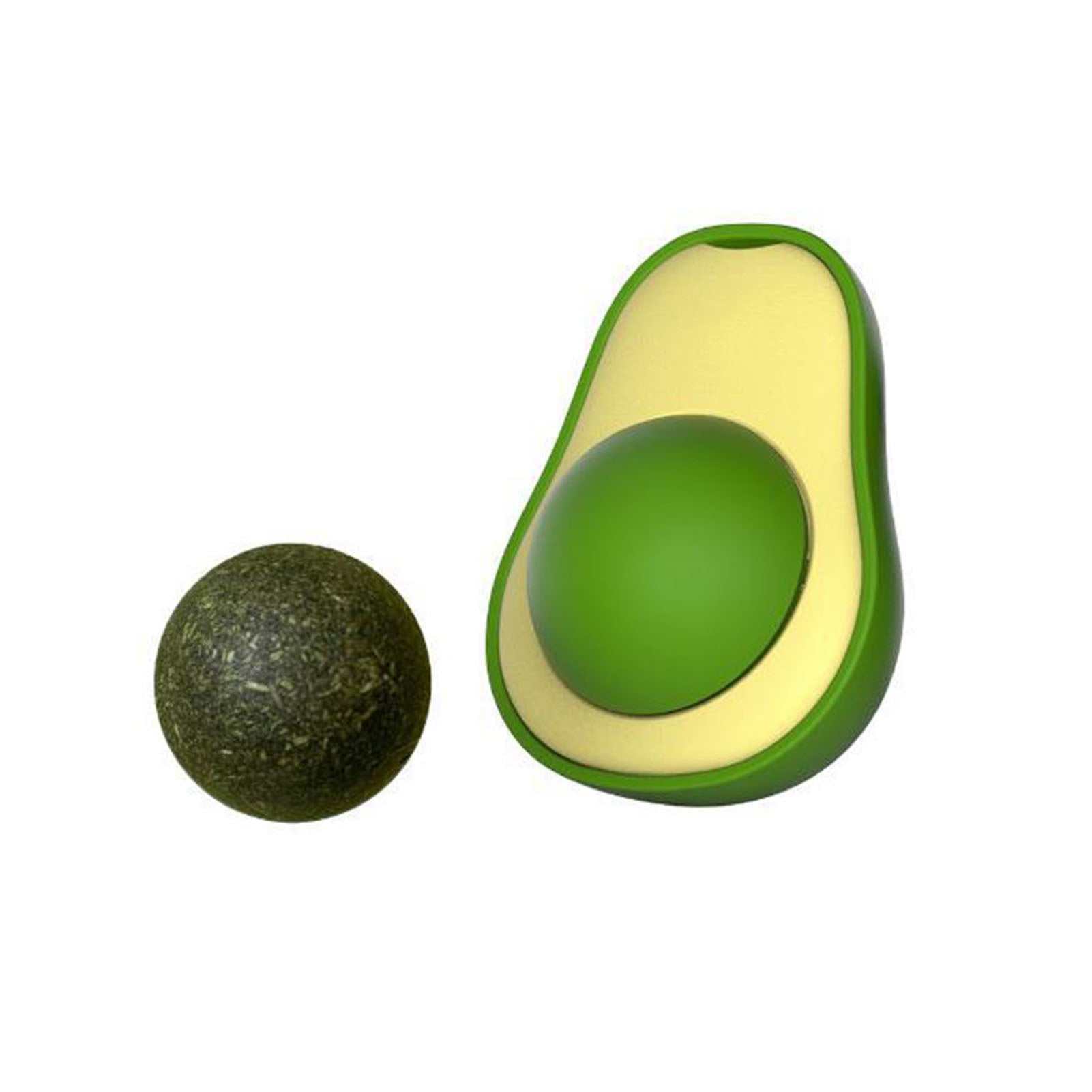 Avocado-shaped catnip toy with silvervine ball for cat teeth cleaning and play