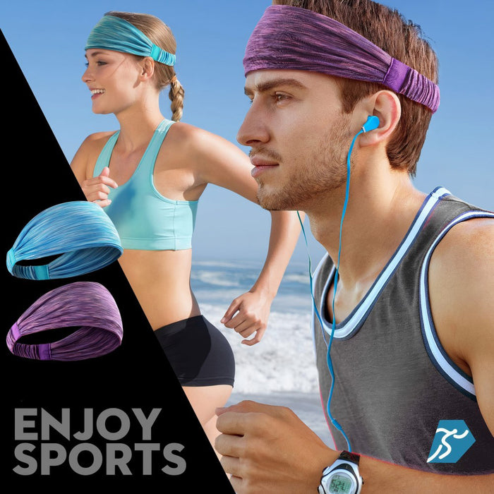 5-Pack- Unisex Sports Fitness Headband And Sweatband - The Peppermint Room