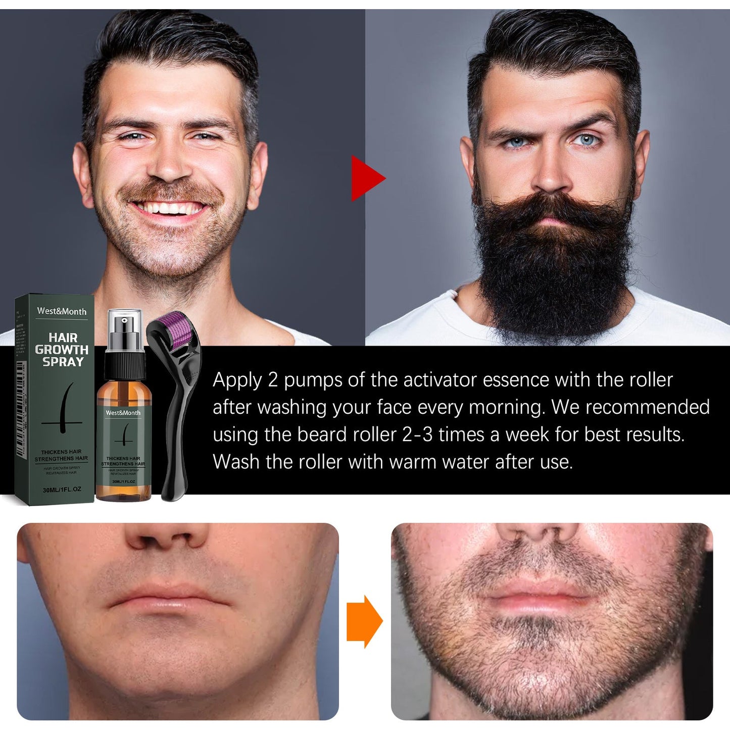 Moustache Spray Set Moisturizing Spray Facial Hair Treatment Boosting Beard Growth Thickening Liquid - The Peppermint Room
